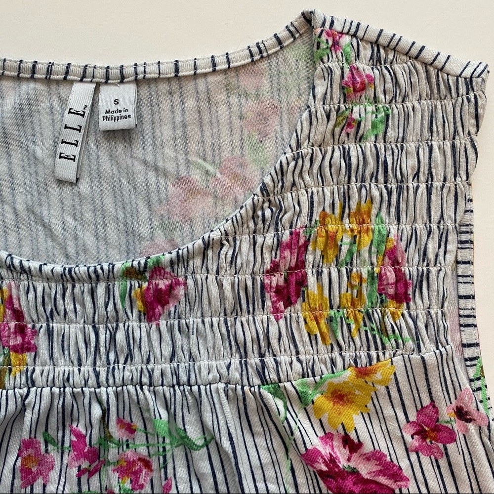 ELLE Striped Floral Tank - Picture 2 of 4